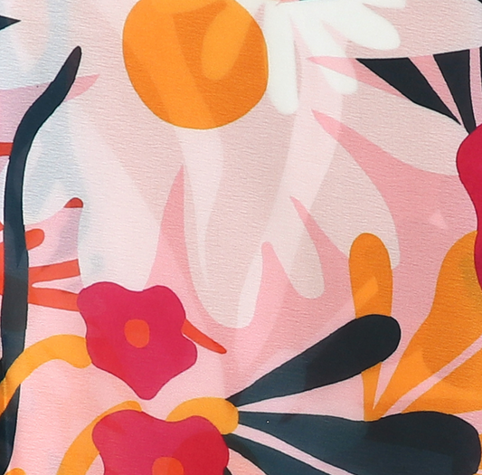 POM vibrant red and orange poppies and daisies scarf