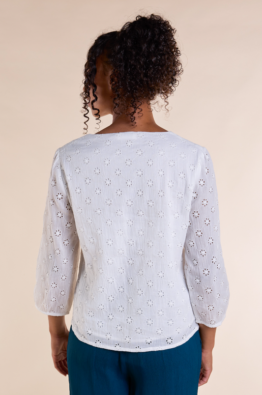 Nomads broderie anglais blouson white top