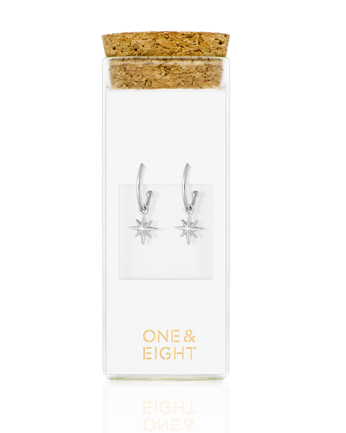 One & Eight Star Light mini hoop earrings