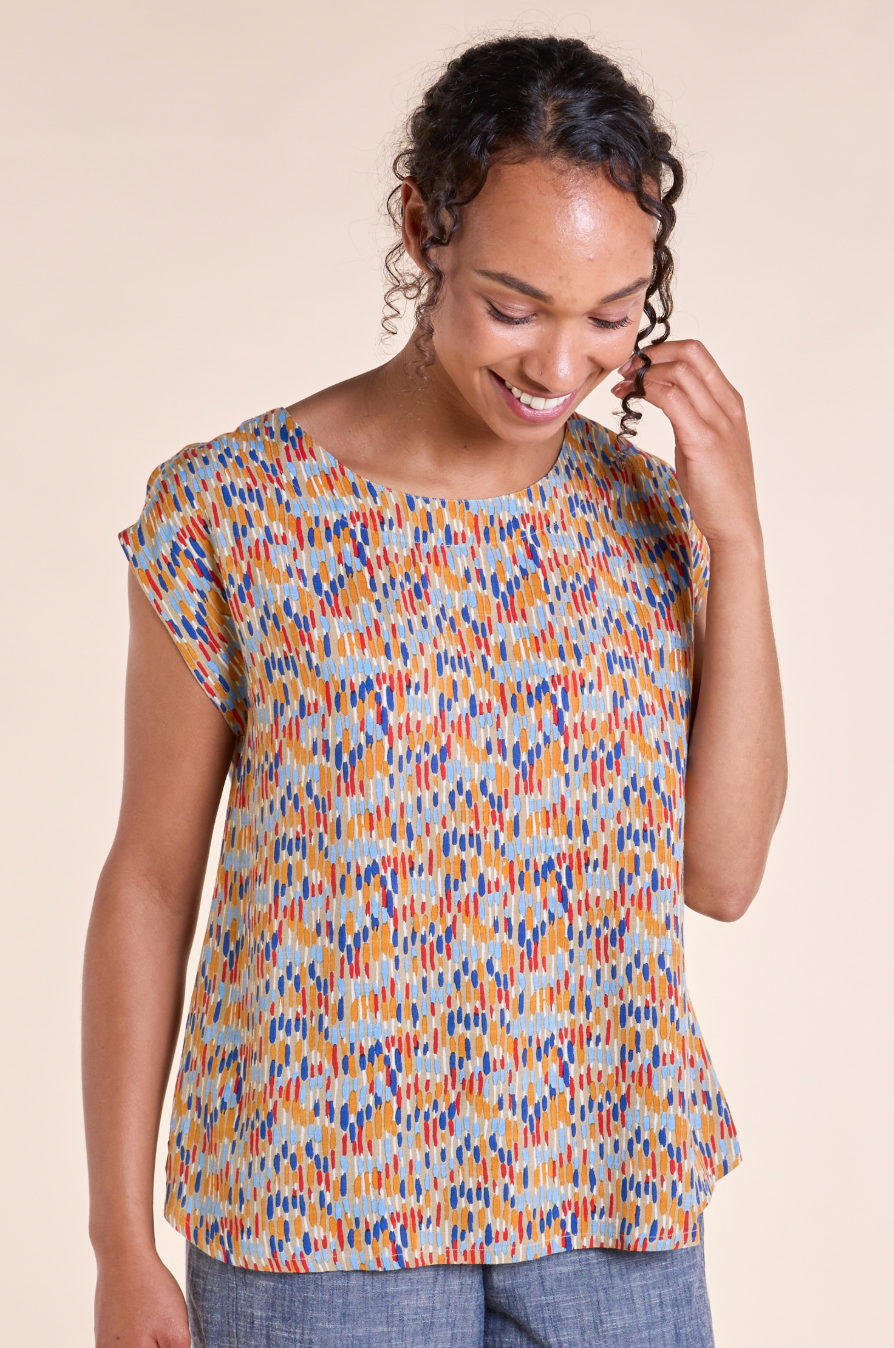 Nomads Viscose boat neck top in stone
