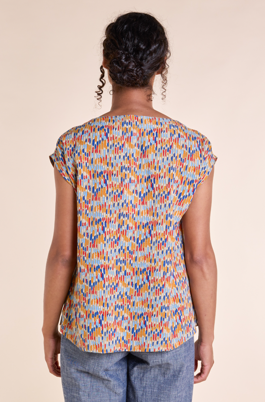 Nomads Viscose boat neck top in stone