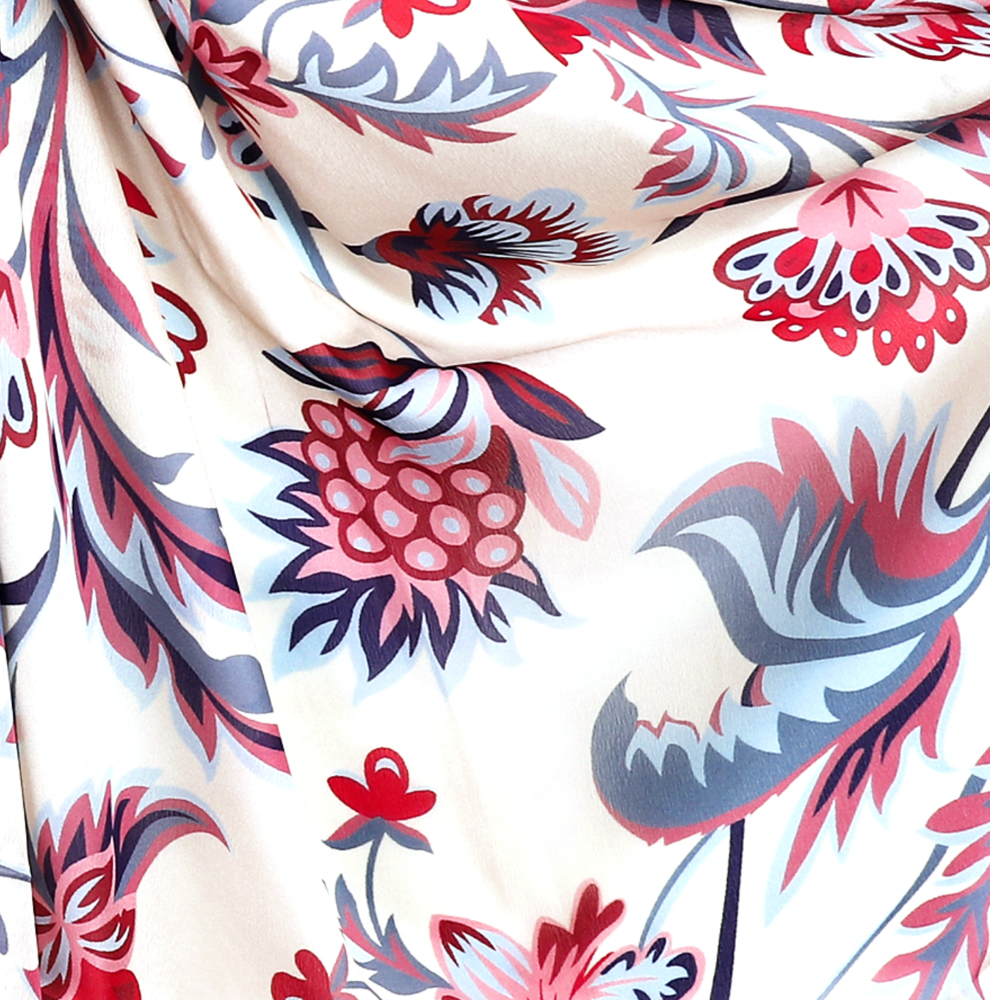 POM Silky blue and red floral scarf