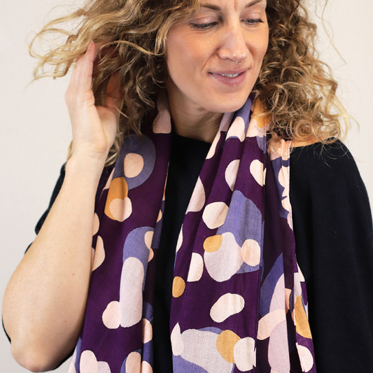 POM Purple mix gradient spotty scarf