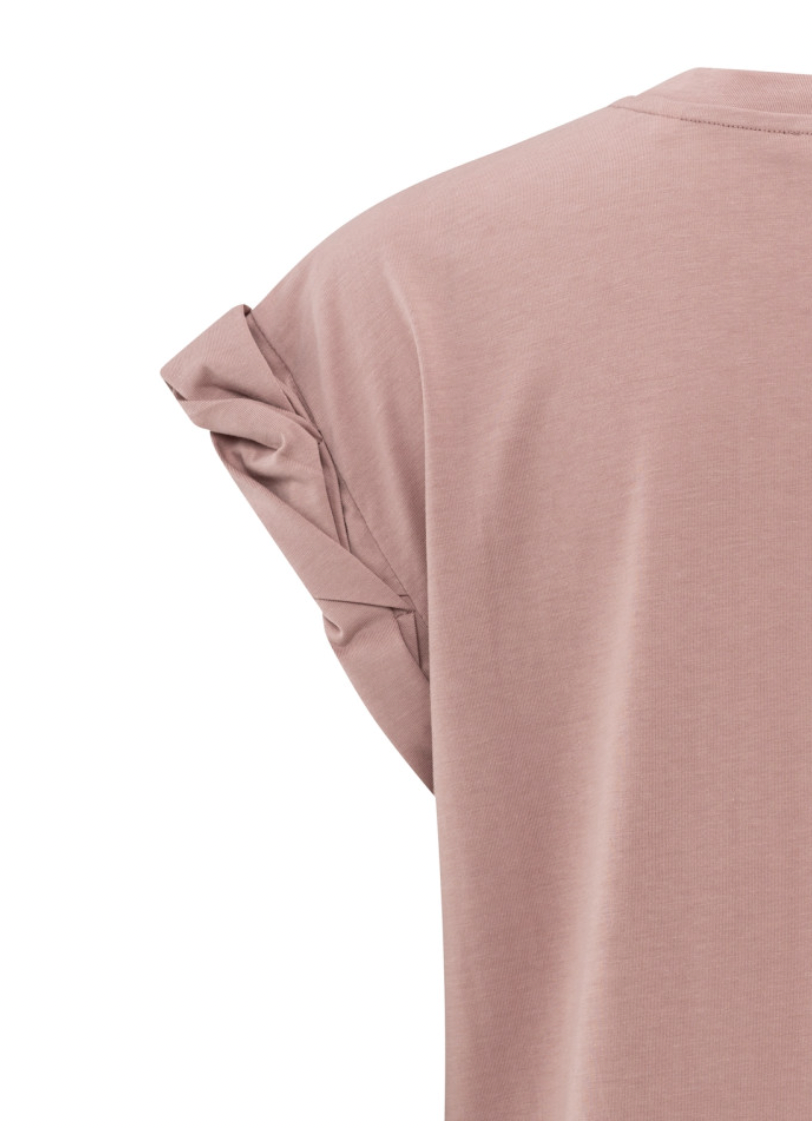 Yaya t-shirt in soft mauve pink with roll sleeve