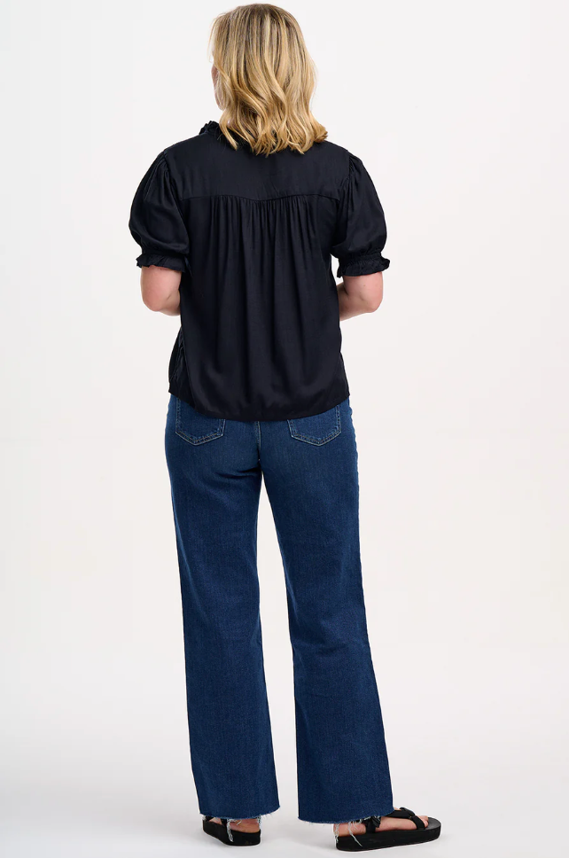 Sugarhill Brighton Angelique shirred top black tropical