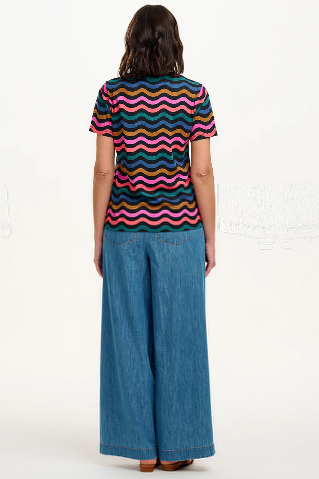 Sugarhill Brighton Maggie tee in black and multi wave