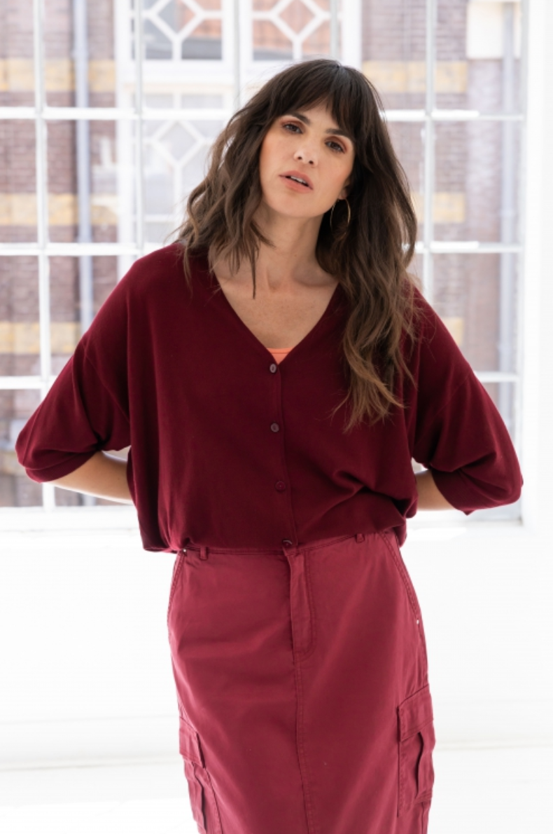 Yest Reem burgundy wine cardigan