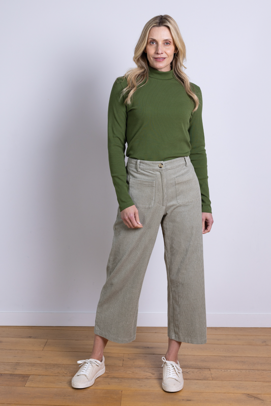 Nomads cotton chunky cord cropped trouser in ecru