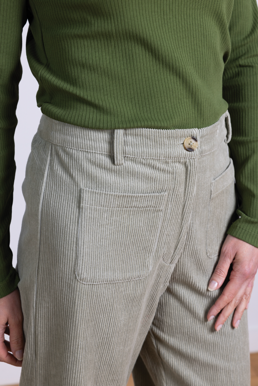 Nomads cotton chunky cord cropped trouser in ecru