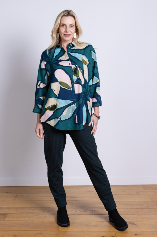 Nomads Textured Tencel oversized shirt in nordic print