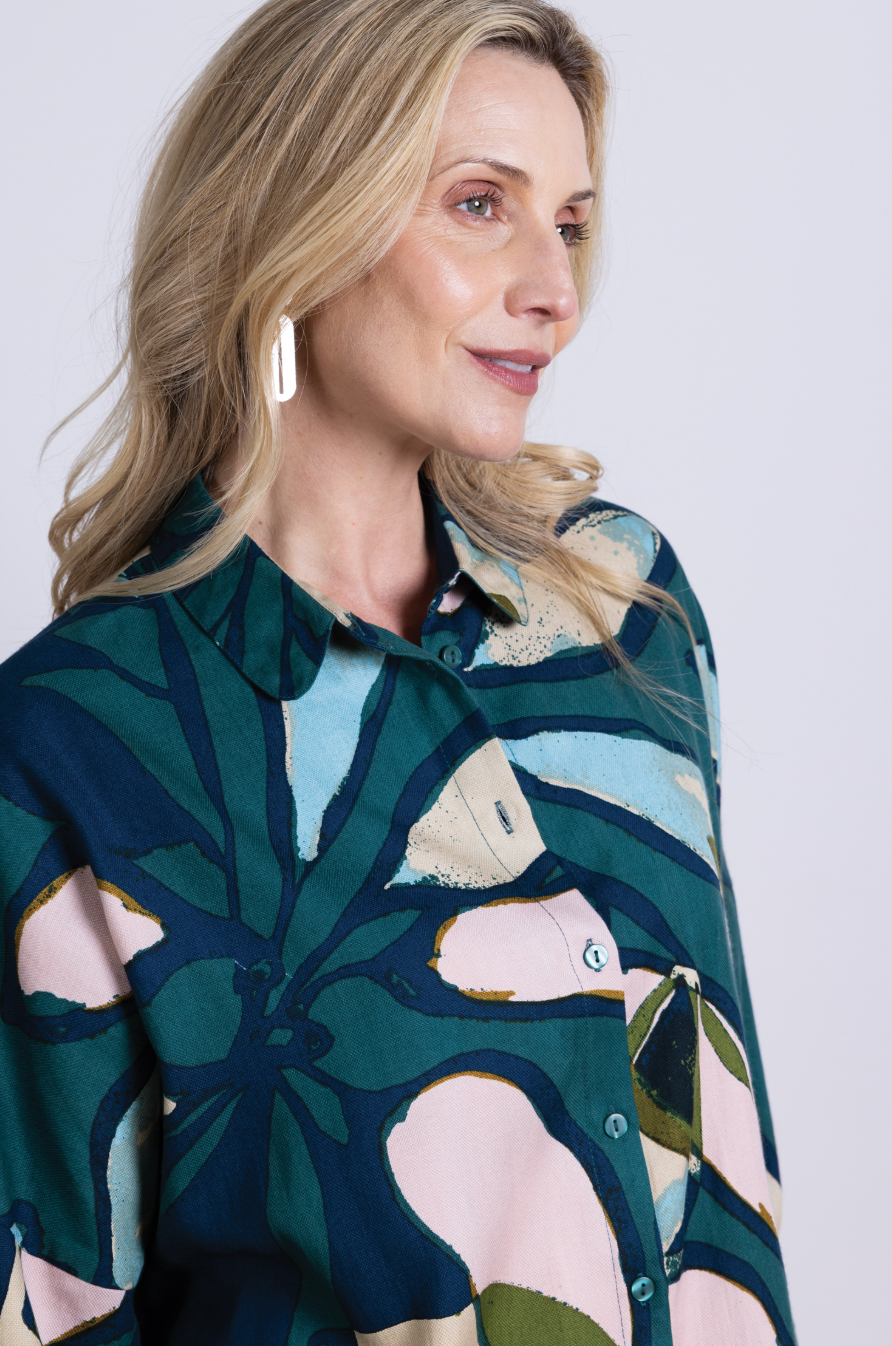 Nomads Textured Tencel oversized shirt in nordic print