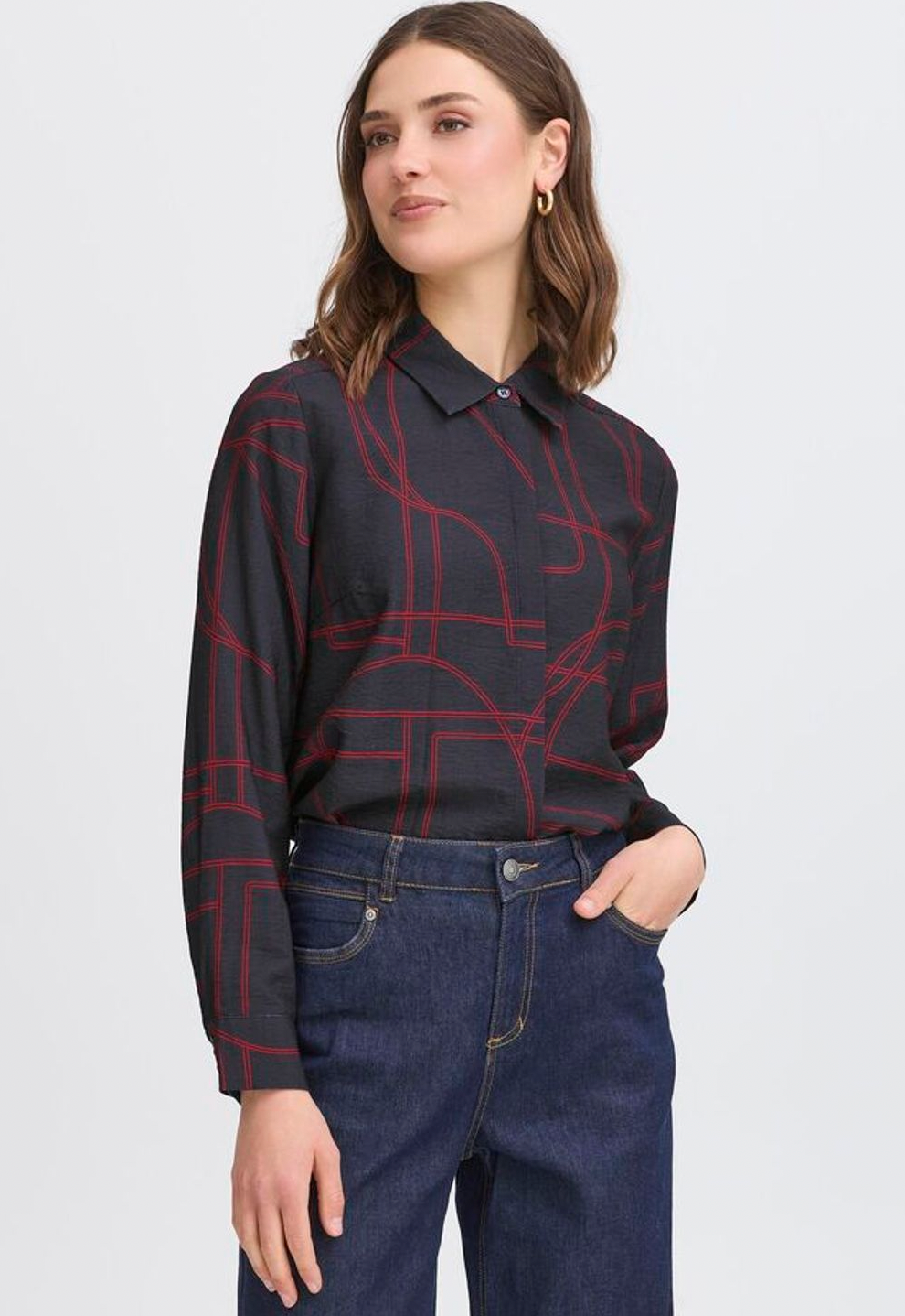 Fransa Daphne blouse in night sky art pattern