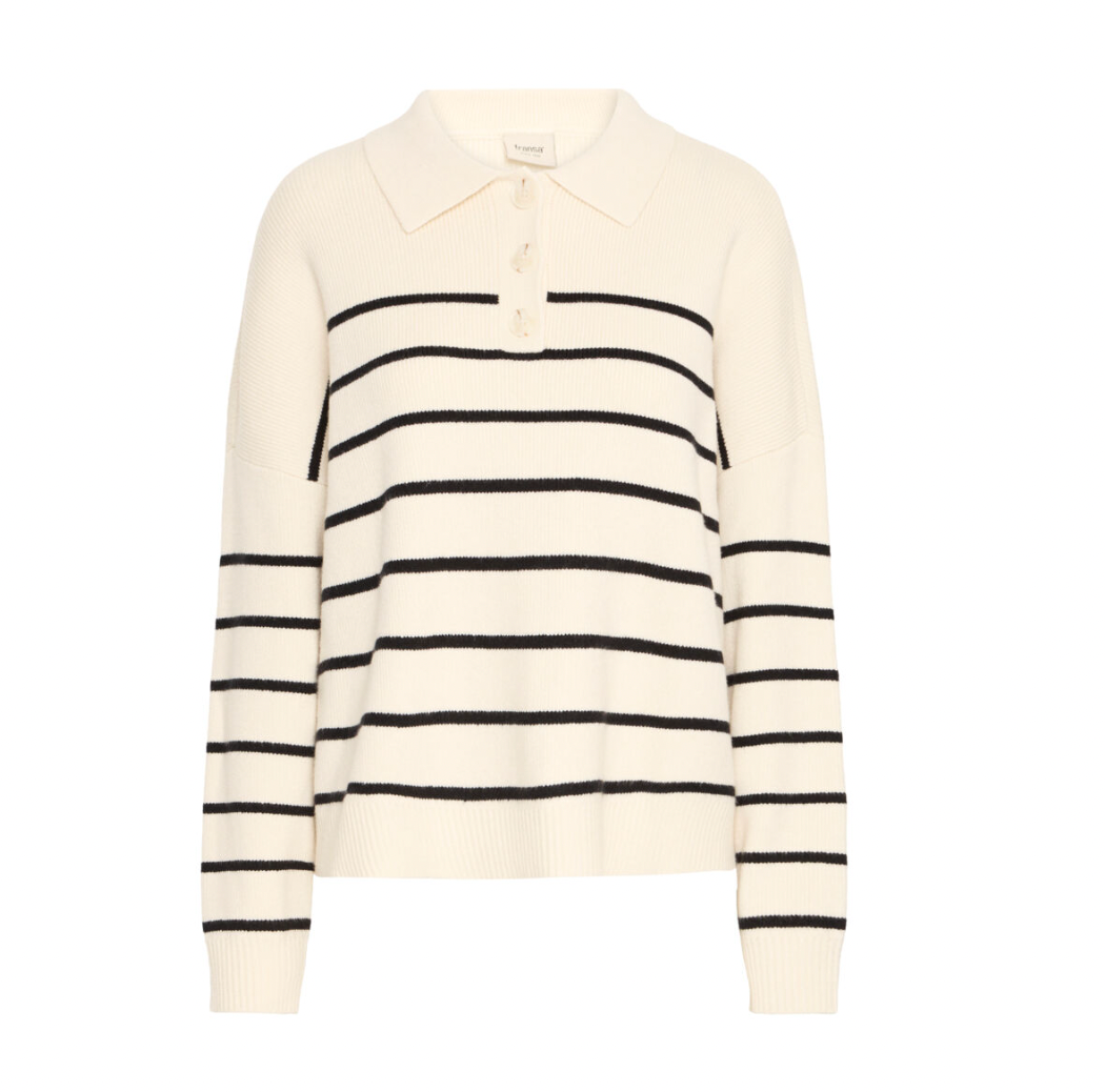 Fransa Kanya Sweater with buttons and stripe