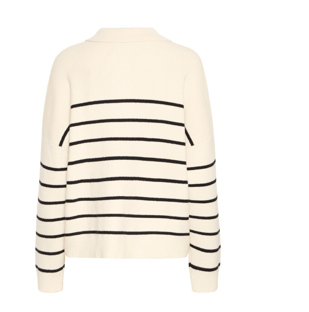 Fransa Kanya Sweater with buttons and stripe