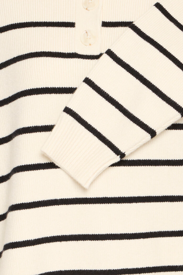 Fransa Kanya Sweater with buttons and stripe