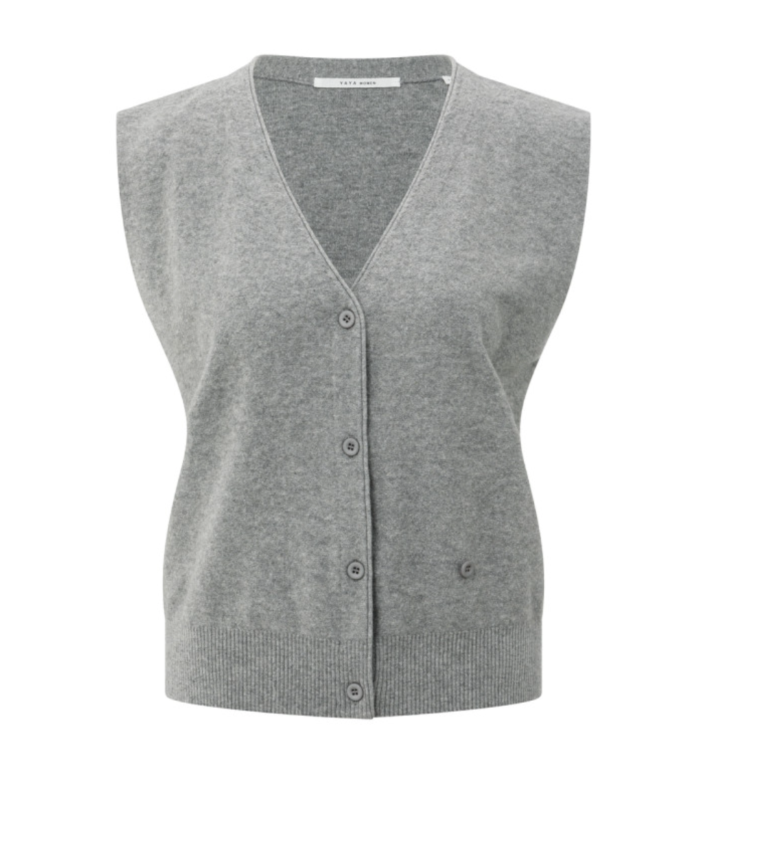 Yaya medium grey melange vest knit with button twist detail