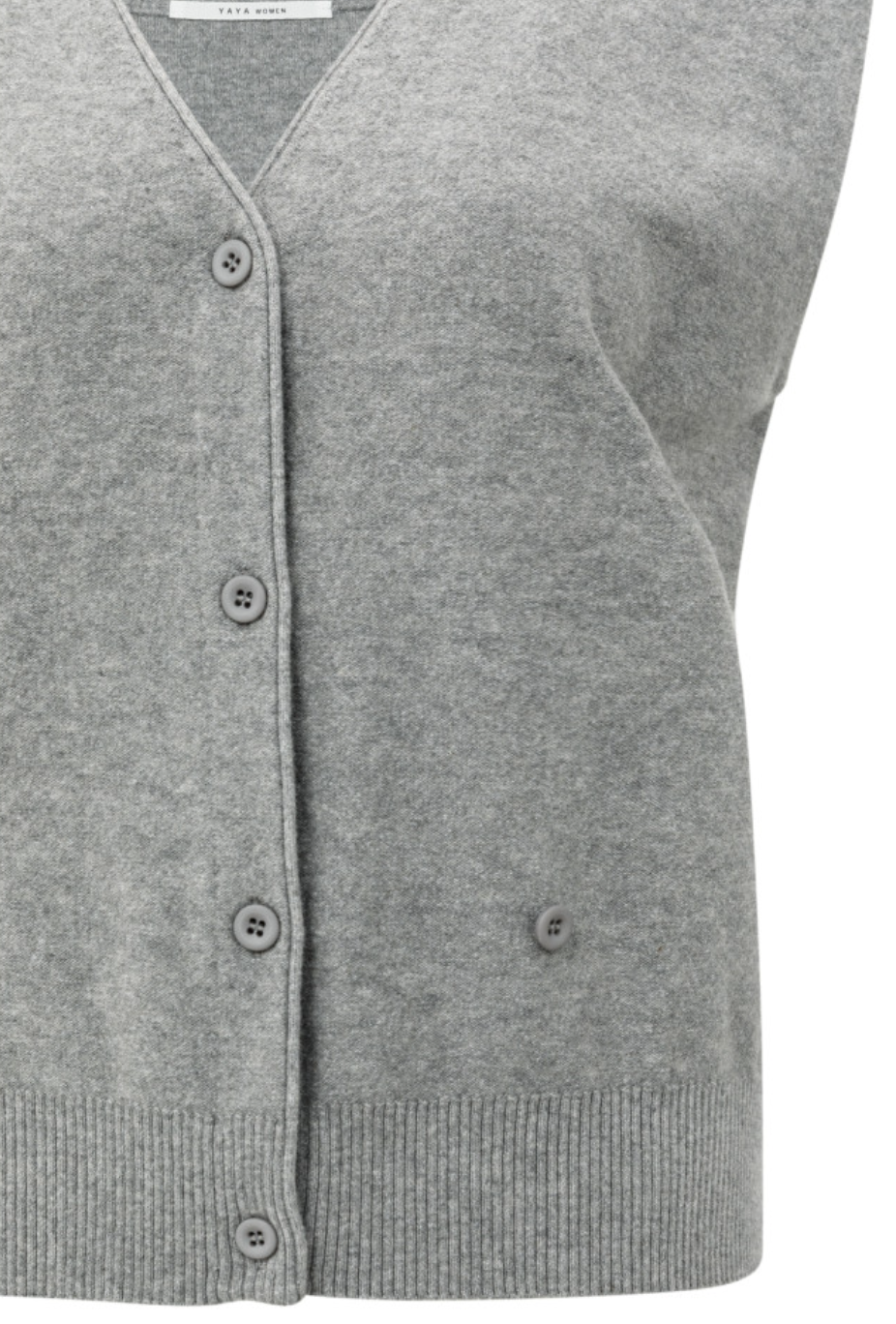 Yaya medium grey melange vest knit with button twist detail
