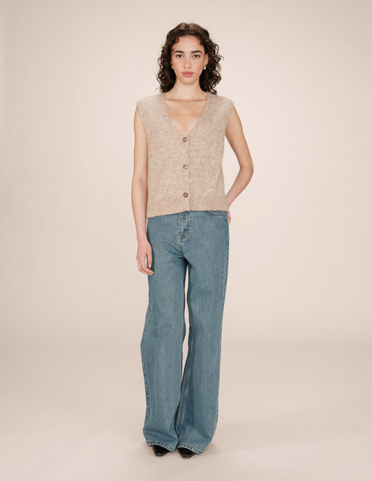 Grace & Mila Santa vest knit in light taupe