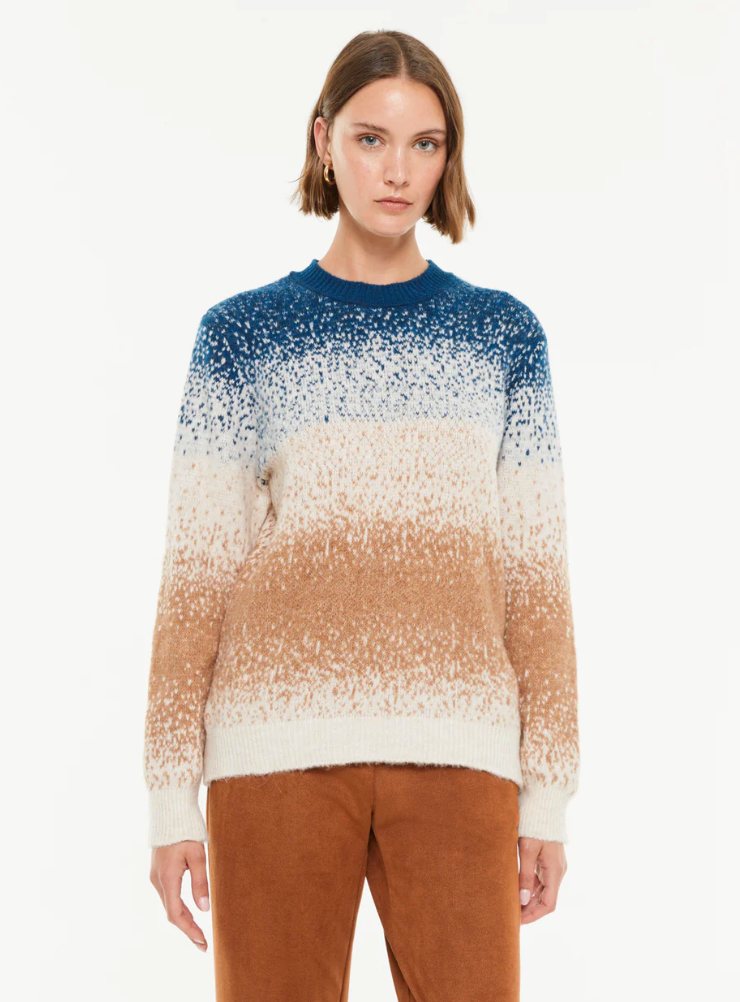 Paz Torras blue and fawn sweater