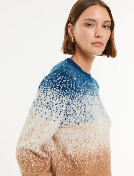 Paz Torras blue and fawn sweater