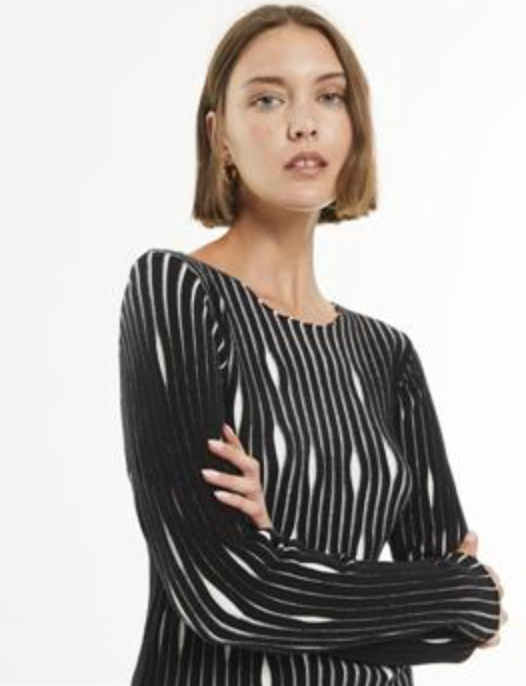 Paz Torras black sweater with ecru detailing