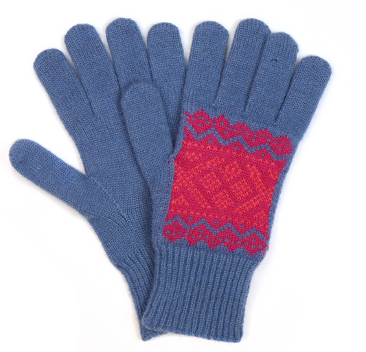 POM Red & Pink mix Fairisle gloves