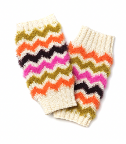 POM Autumnal bright chevron wrist warmers