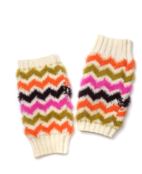 POM Autumnal bright chevron wrist warmers
