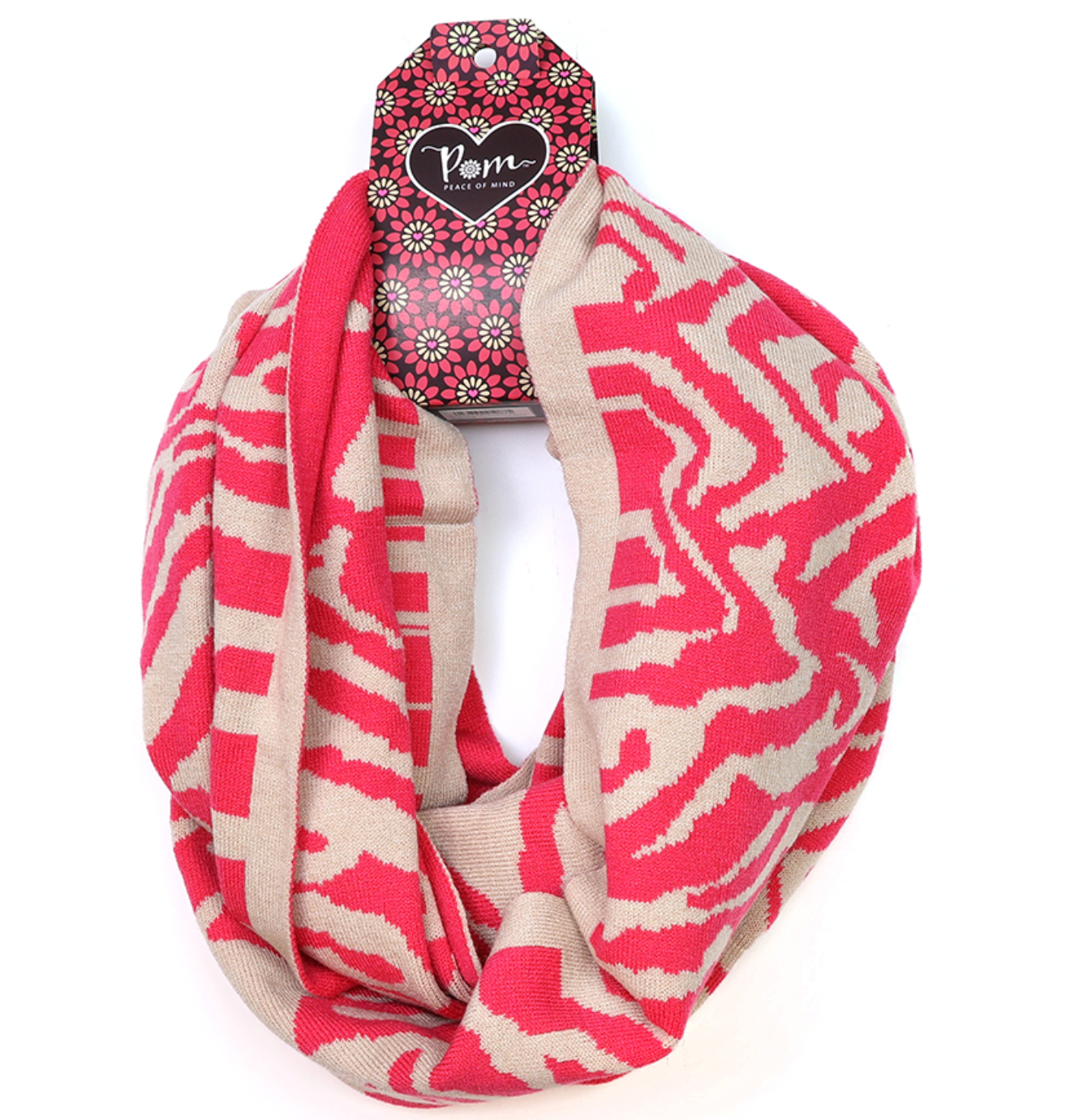 POM Raspberry and oatmeal fine recycled knit snood