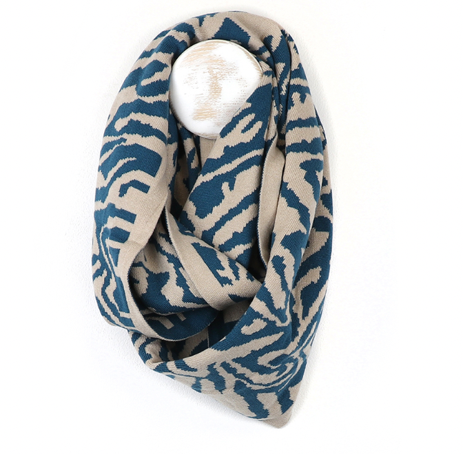 POM Bright blue and oatmeal recycled snood