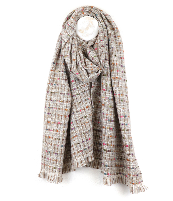 POM Grey mix woven textured scarf