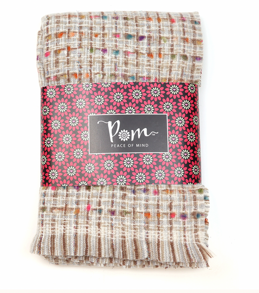 POM Grey mix woven textured scarf