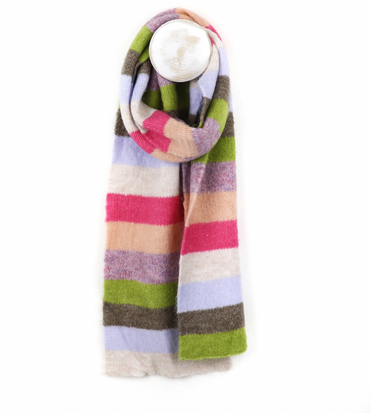 POM Green & Pink multistripe rainbow scarf