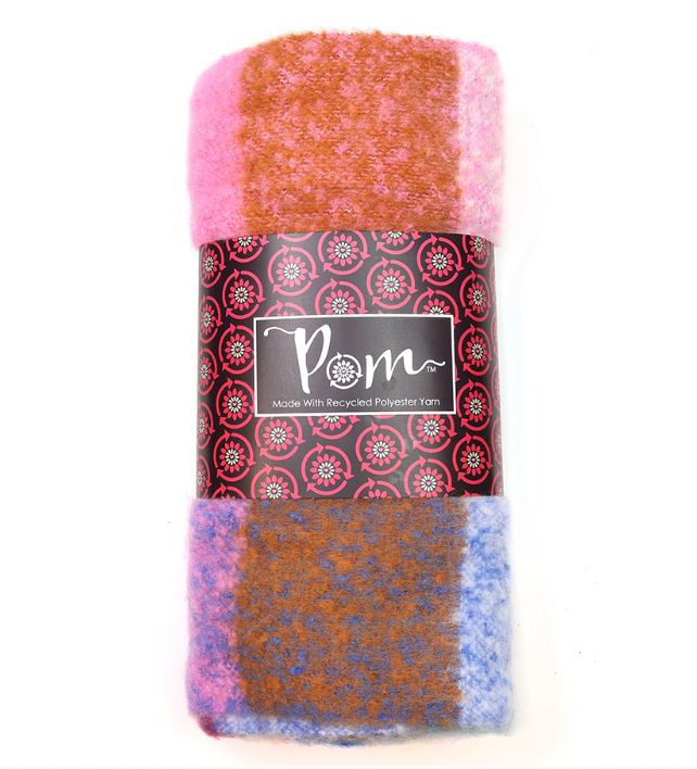 POM Rust & soft pink recycled checked scarf