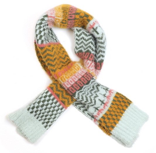 POM Pale blue & mustard pull through scandi scarf