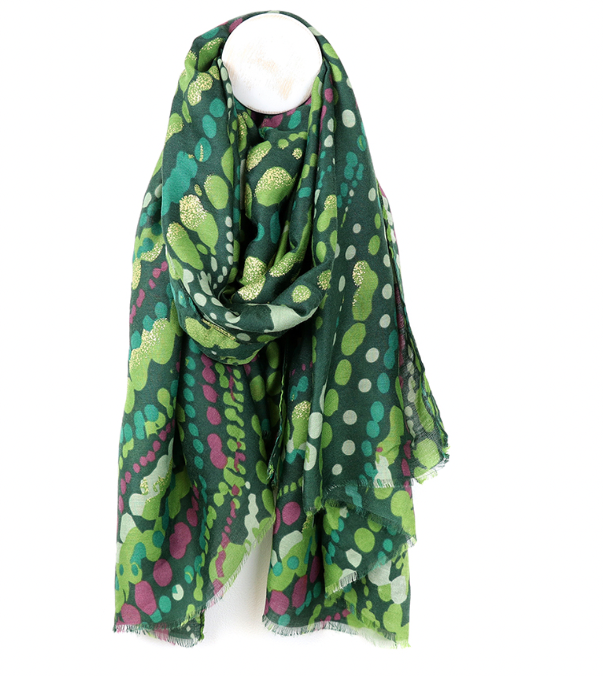 POM Green and multicoloured dotty scarf