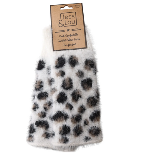 Jess & Lou fluffy animal print fingerless gloves
