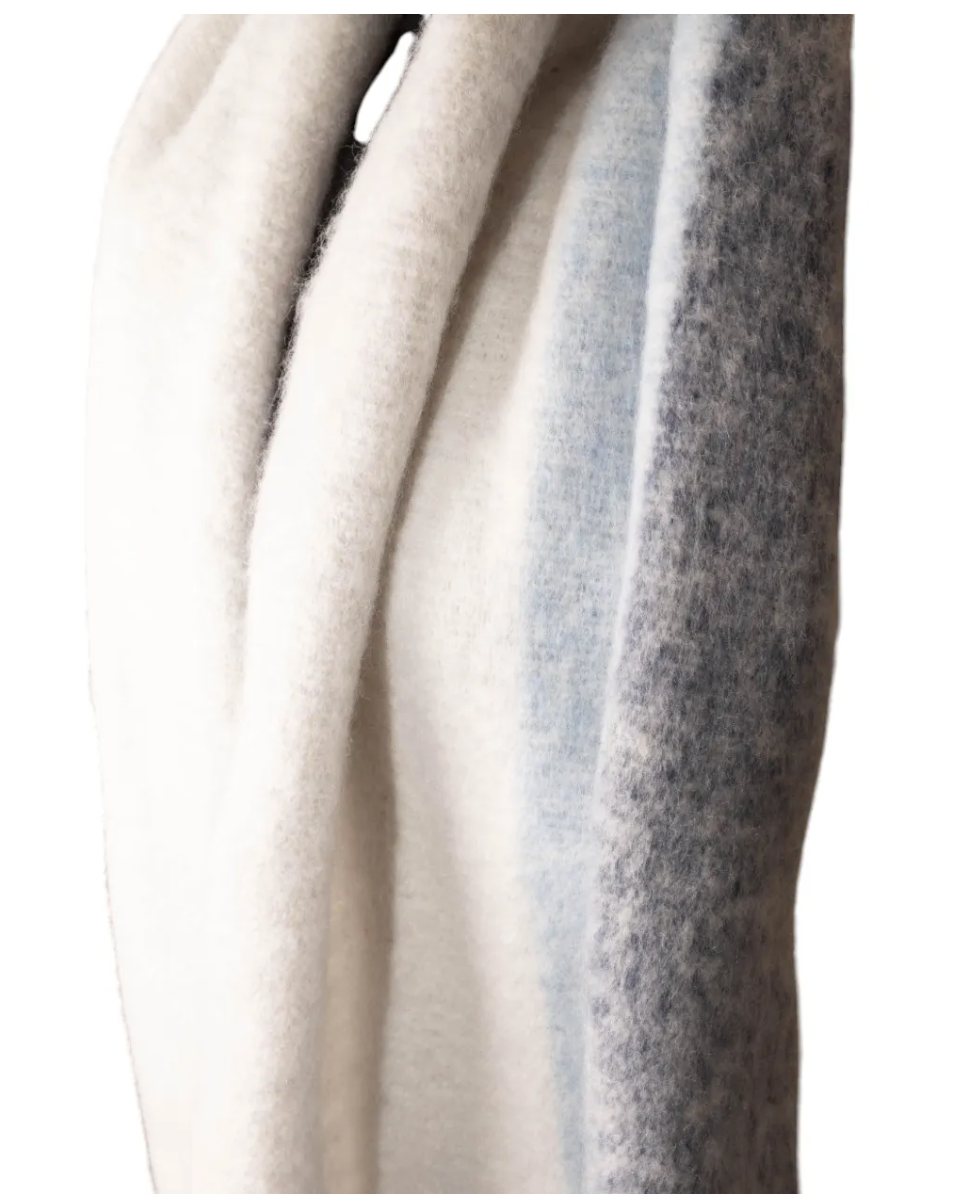 Jess & Lou grey & blues muted striped scarf