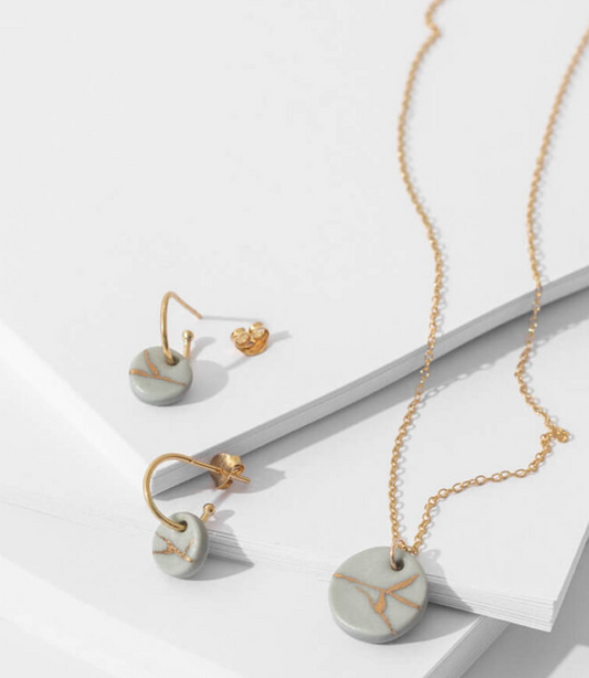 One & Eight porcelain clay Kintsuguri hoop earrings