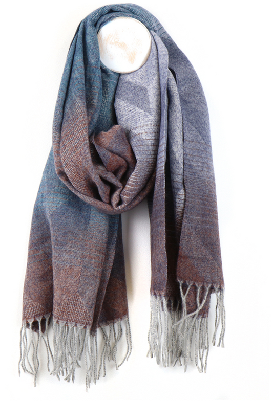 POM Blue mix chevron weave scarf