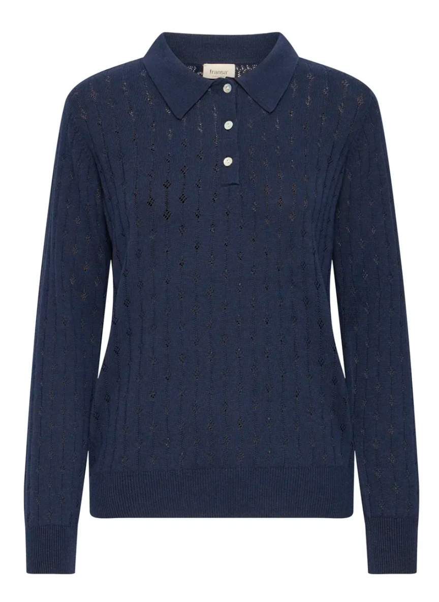 Fransa Pointella sweater in night sky navy - coming soon