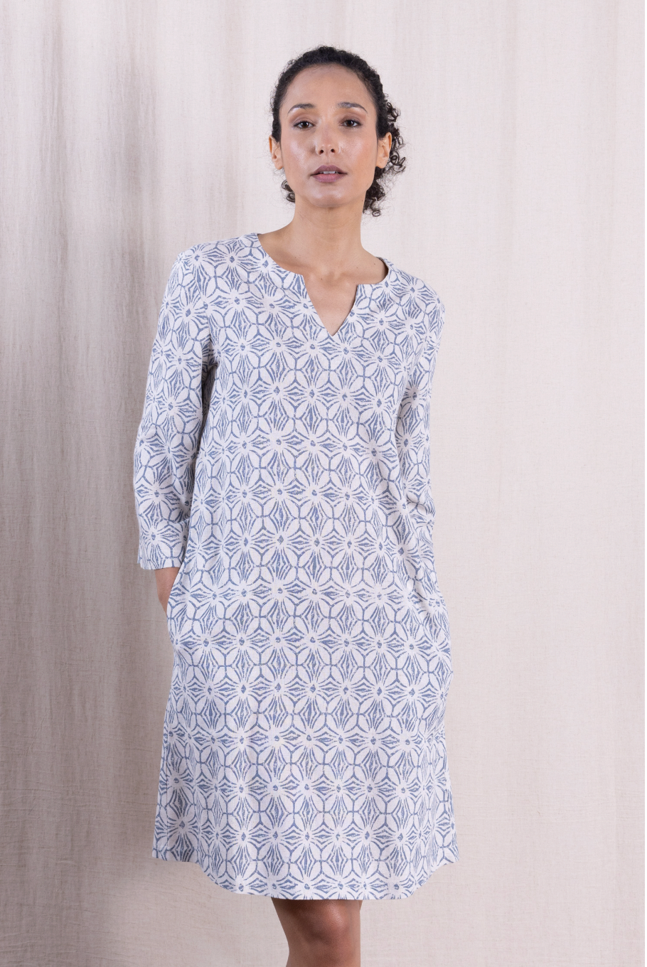 Nomads Linen blend relaxed tunic dress leafy green Nomads Linen blend relaxed tunic dress leafy green