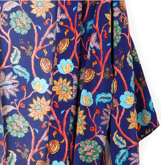 POM Navy and multi paisley wildflower modal kimono
