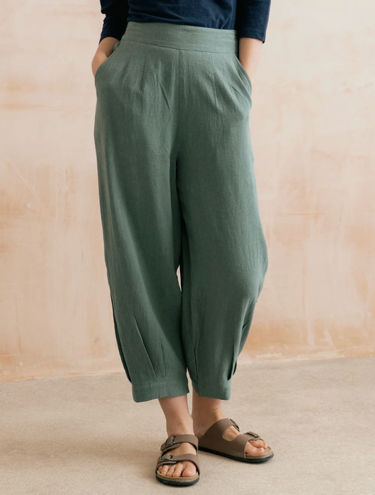 Lily & Me Sail linen blend cropped trousers in laurel green - coming soon