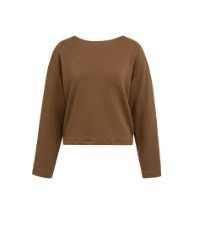 Yaya sweater with v neck & twisted detail in partridge brown