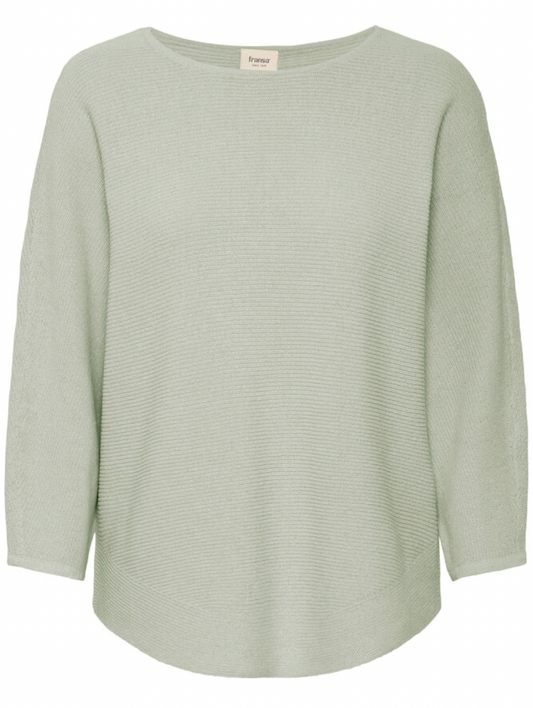Fransa Sinja sweater with three quarter sleeve in frosty green