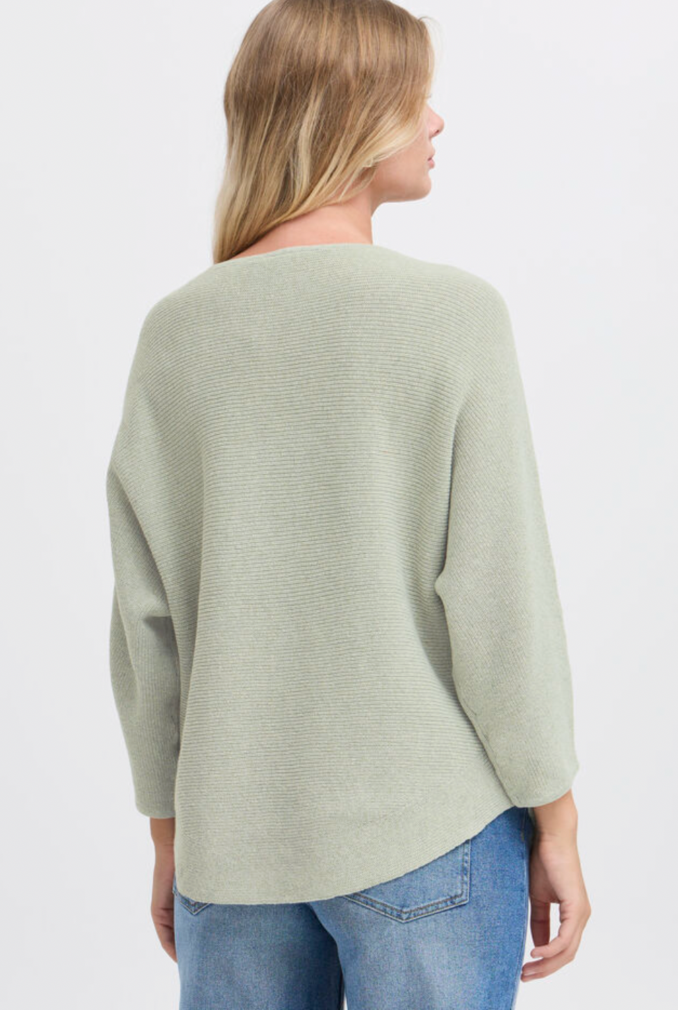 Fransa Sinja sweater with three quarter sleeve in frosty green