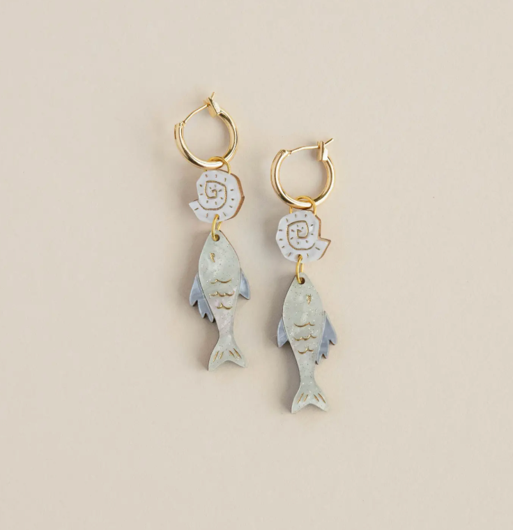 Pepper You Ocean Fish and Shell earrings