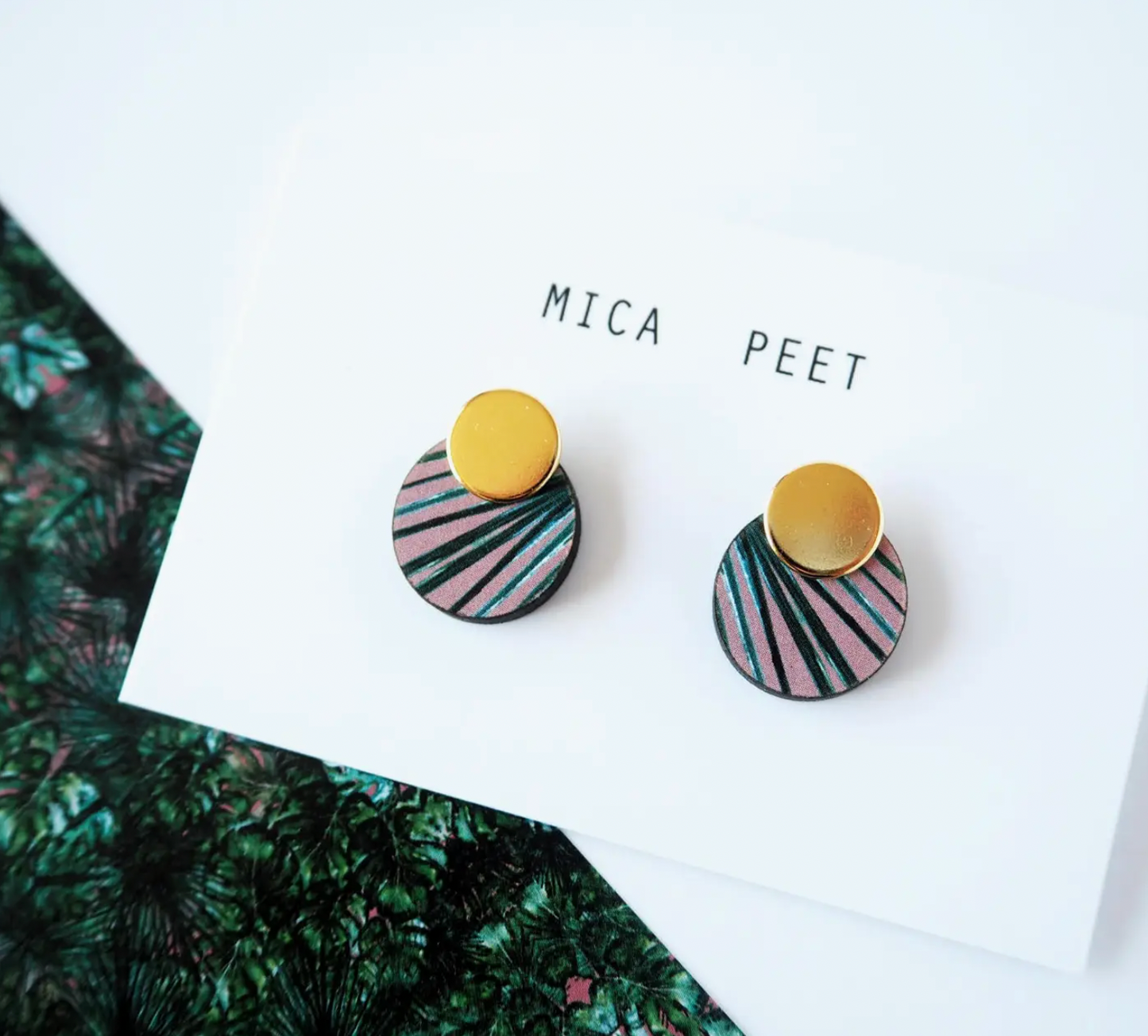 Mica Peet Geometric palm leaf earrings