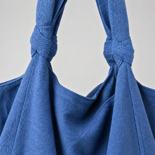 Aura Que Jogi vegan cotton everyday shoulder bag in moody blue